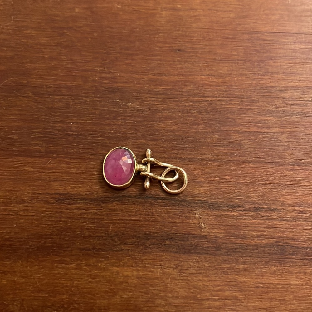 14K YG hinged ruby pendant
